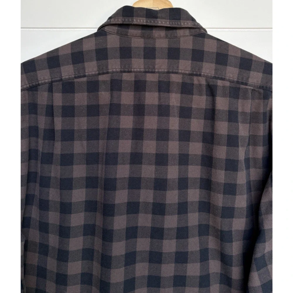 J CREW Buffalo Plaid Cotton Flannel Shirt Brown Black Button Up‎ Mens M Casual